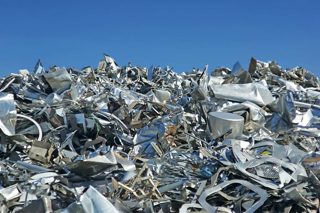 Metal scrap outside a foundry to be recycled.