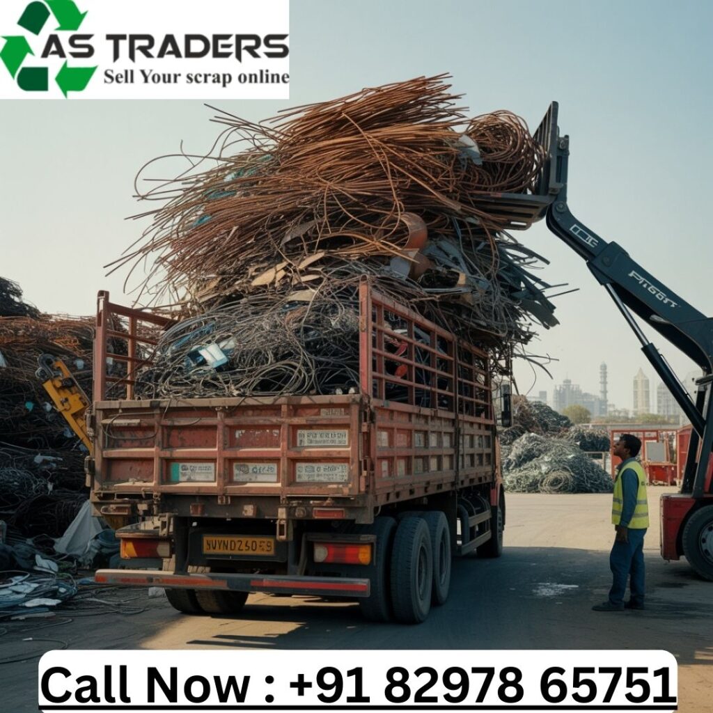 Bulk industrial scrap like steel rods and wires being picked up for recycling in Hyderabad - Scrap Buyers Near You