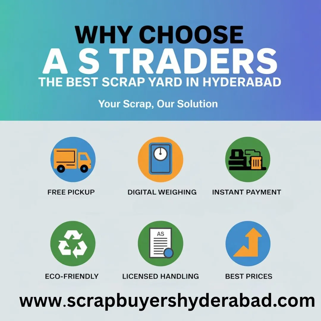 Why choose A S Traders - Best scrap yard near me in Hyderabad offering free pickup, digital weighing, and best scrap prices